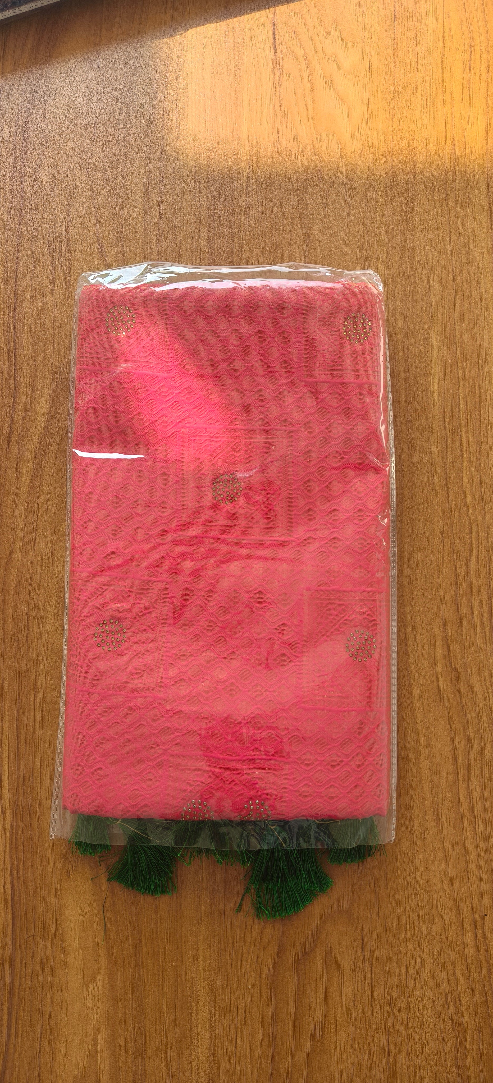 Kanchipuram Soft Silk Saree in Gold with Pink Contrast Pallu & Green Border